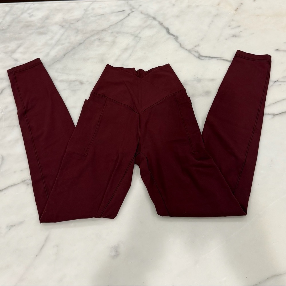 Aerie crossover leggings - maroon